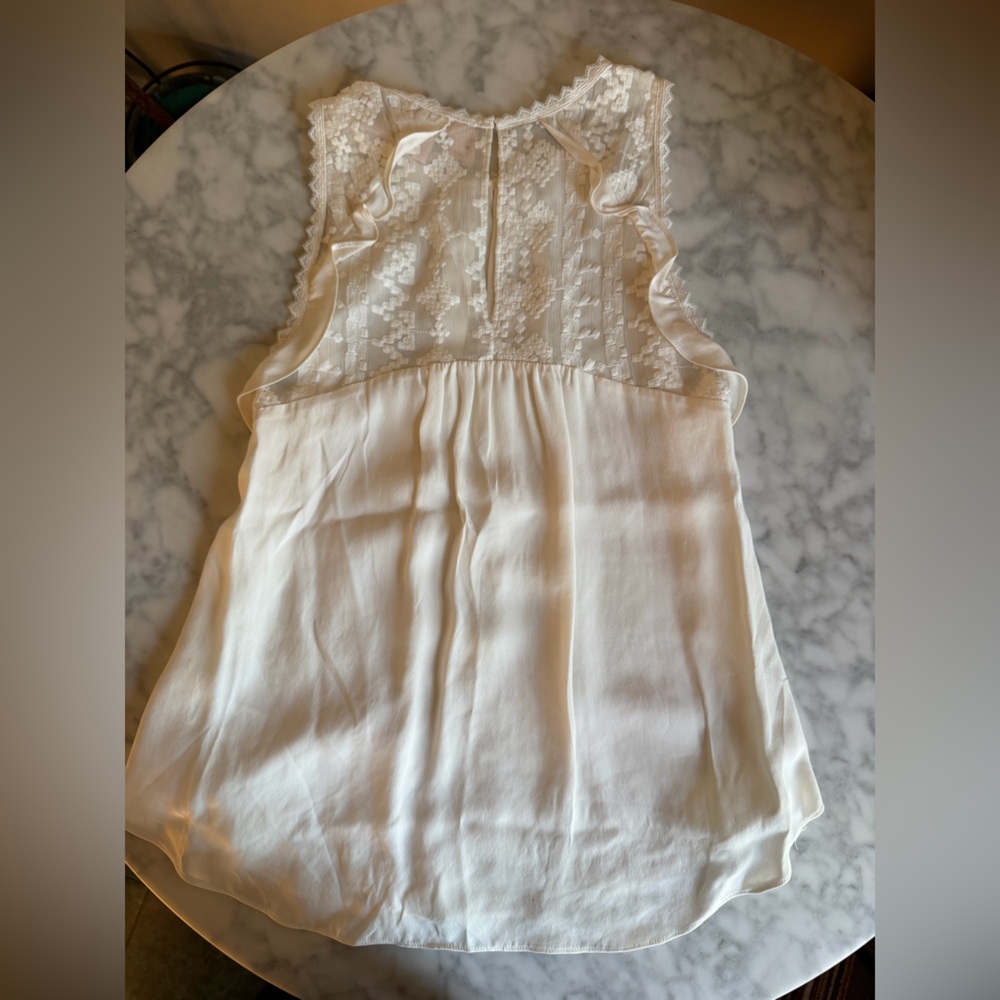 Rebecca Taylor 100% Silk Ivory Lace-Trim Sleeveless Dainty Size 4 Fairy NWT - Picture 8 of 10